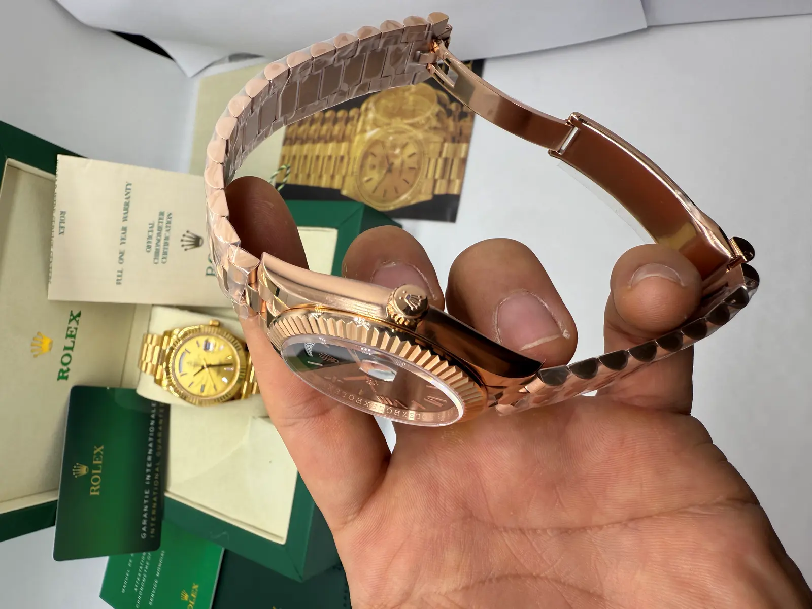 Rolex DayDate Rosé Dial Marrom