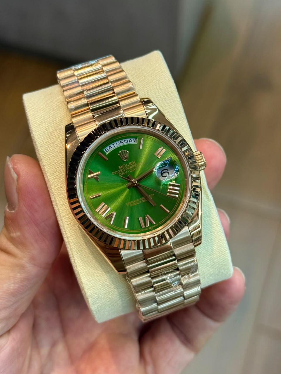 Rolex DayDate Presidente Rosé Dial verde