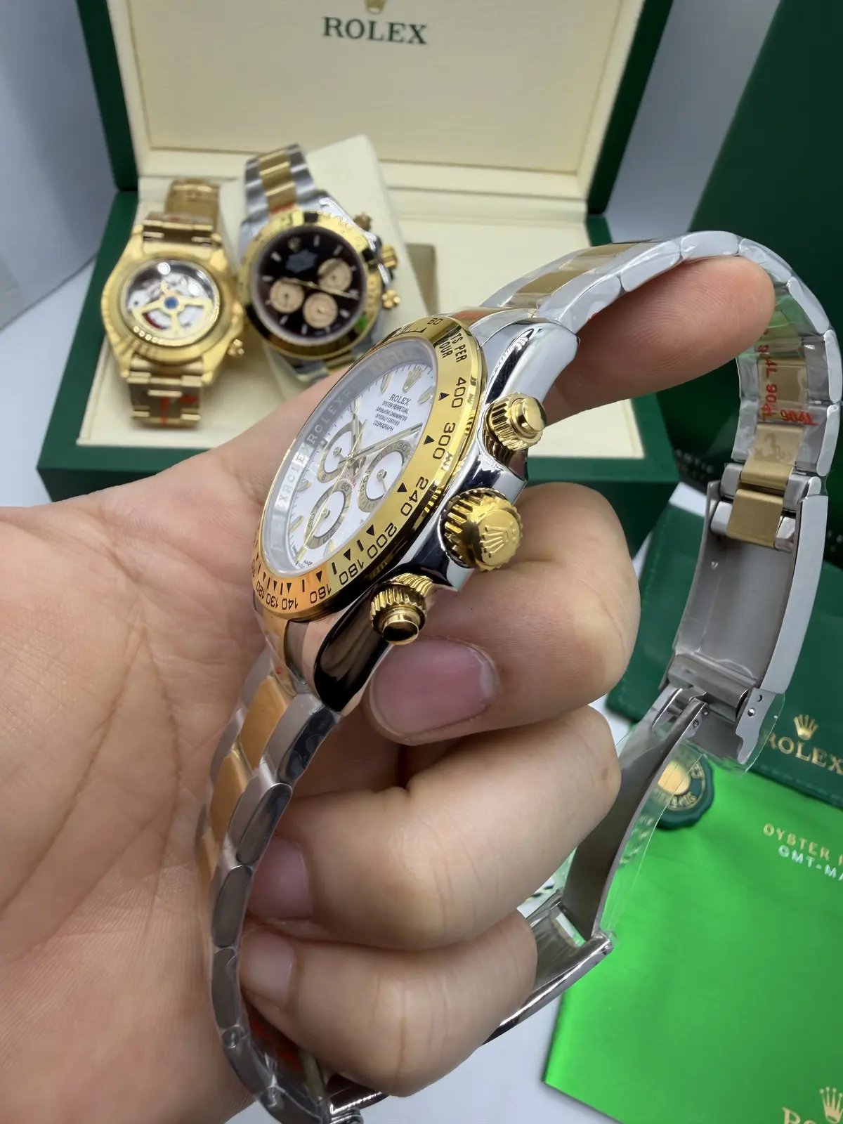 Rolex Daytona aço e ouro Dial Branco