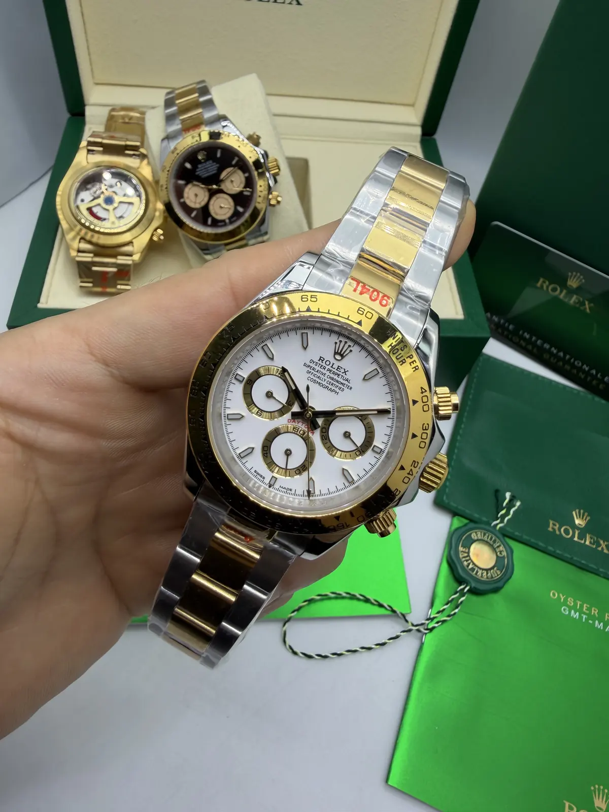 Rolex Daytona aço e ouro Dial Branco