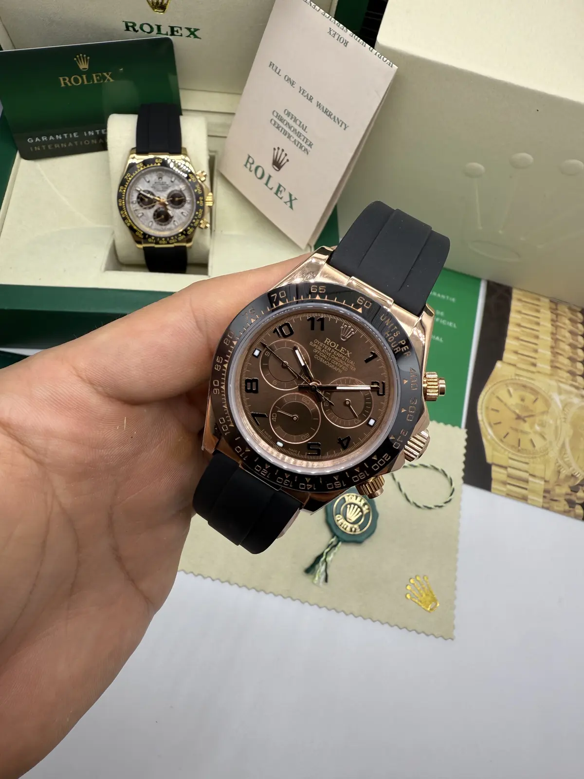 Rolex Daytona Oyster Flex  Dial Marrom Cerâmica
