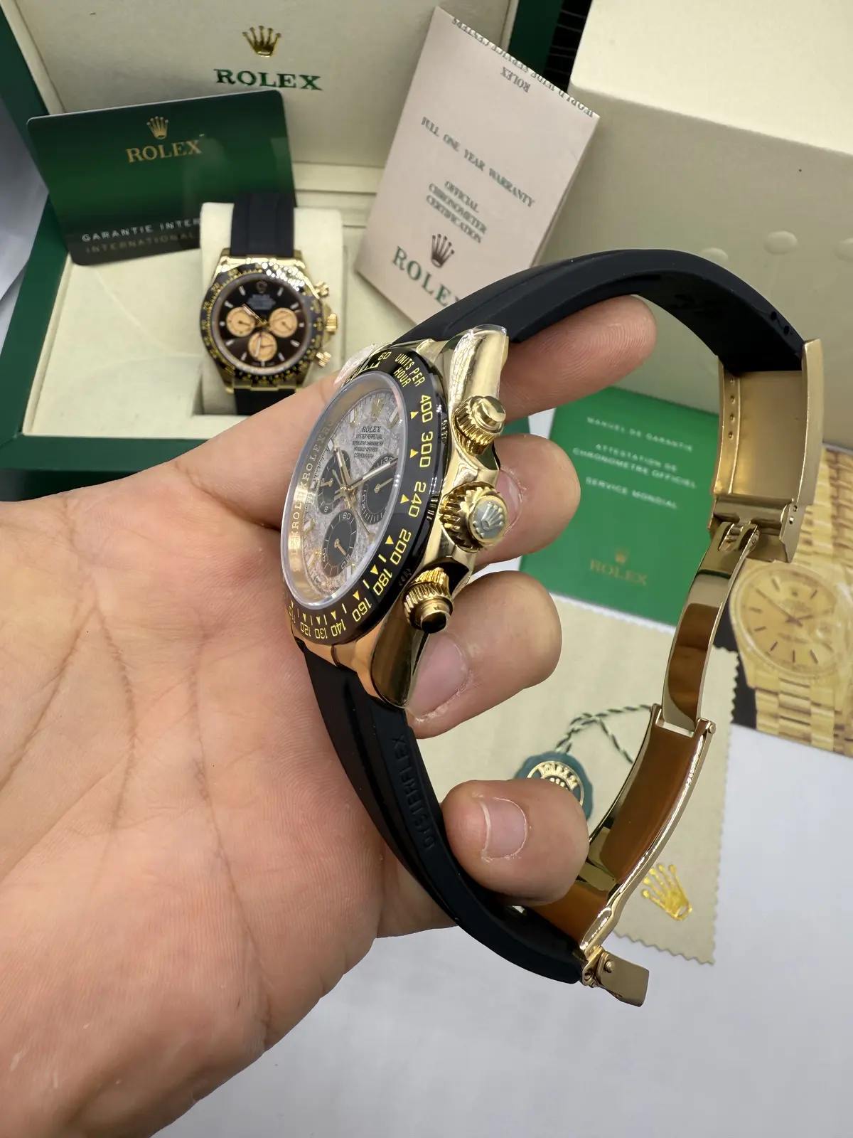 Rolex Daytona Oyster Flex Gold Dial Meteorito Cerâmica
