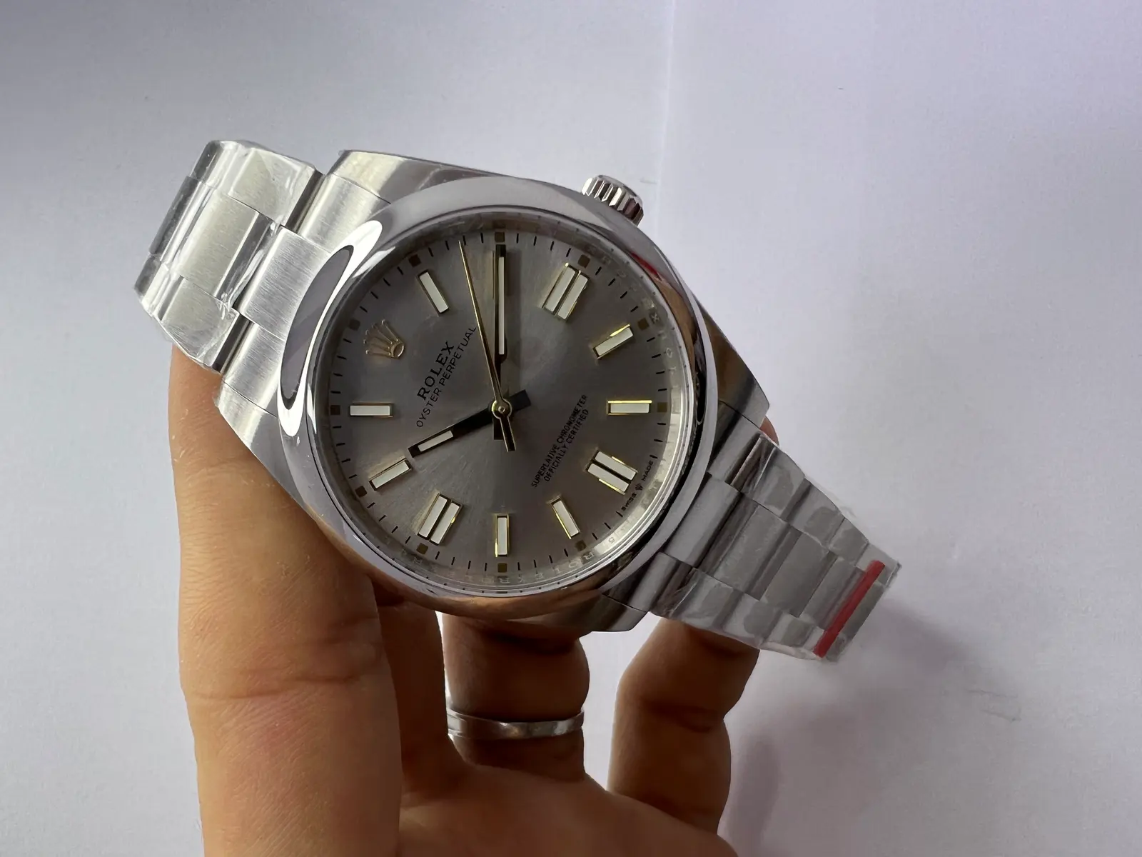 Rolex Oyster Perpetual Dial Prata 41 mm