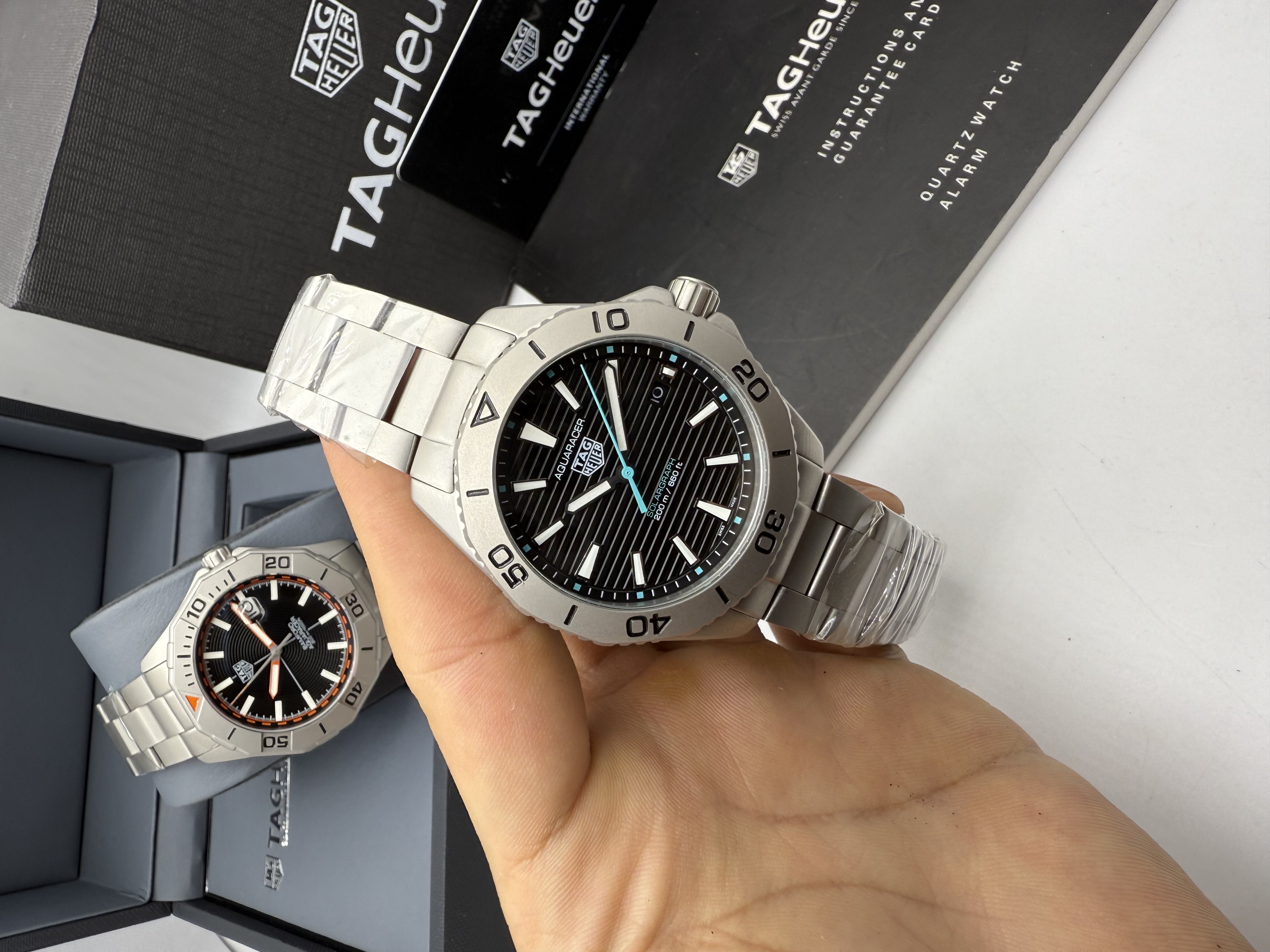 Tag Heuer Aquaracer Professional solargraph Aço Anodizado Dial Preto