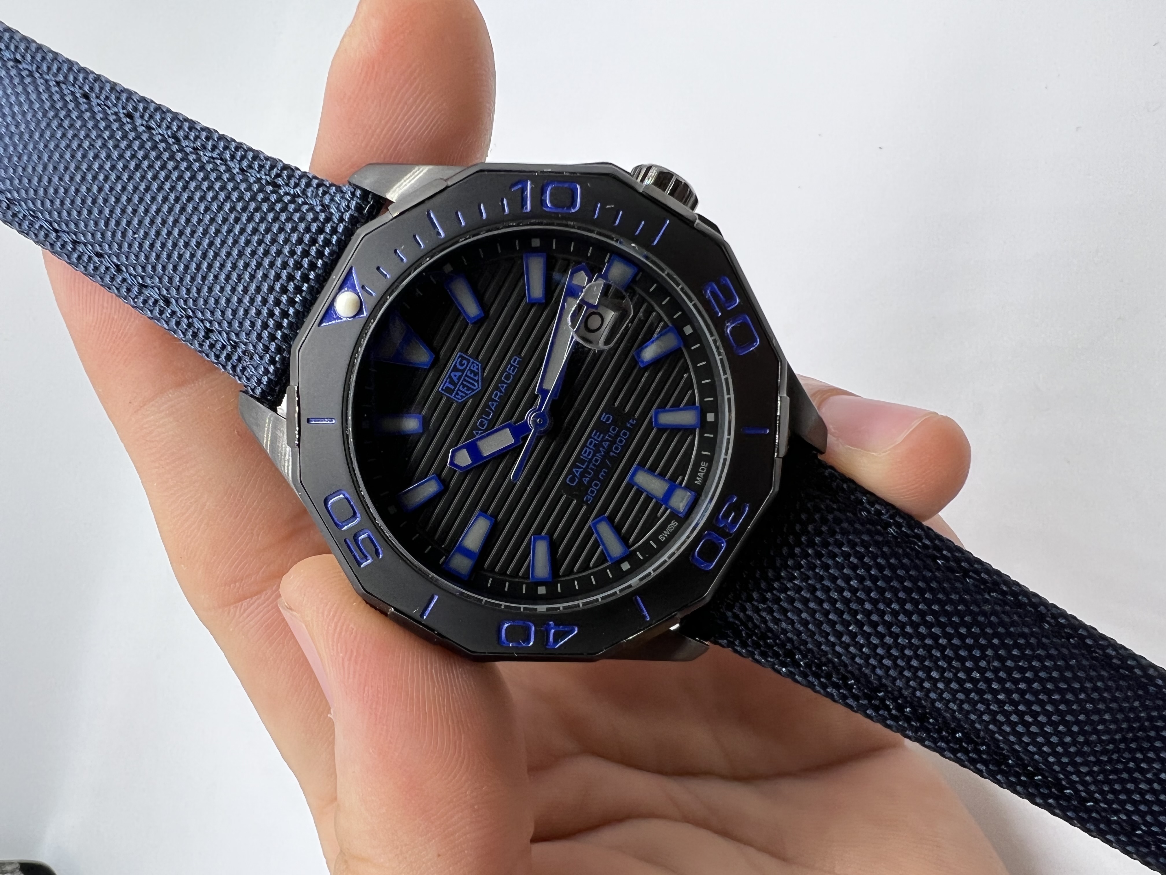 Tag Heuer Aquaracer Calibre 5 Automátic Tecido Azul
