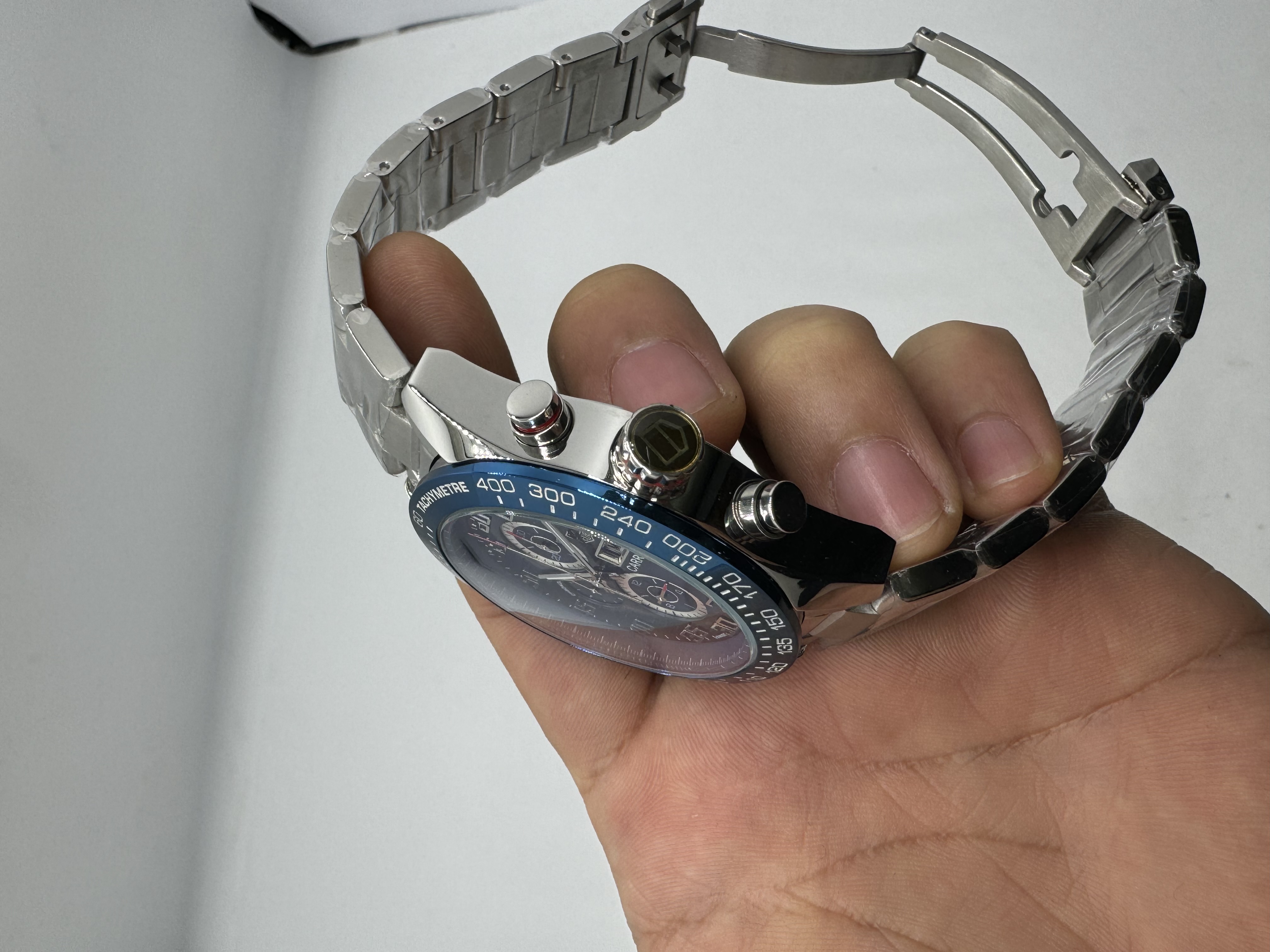 Tag Heuer Carrera Calibre 16 Aço Dial Azul Duplo Calendário  Brad Pitt