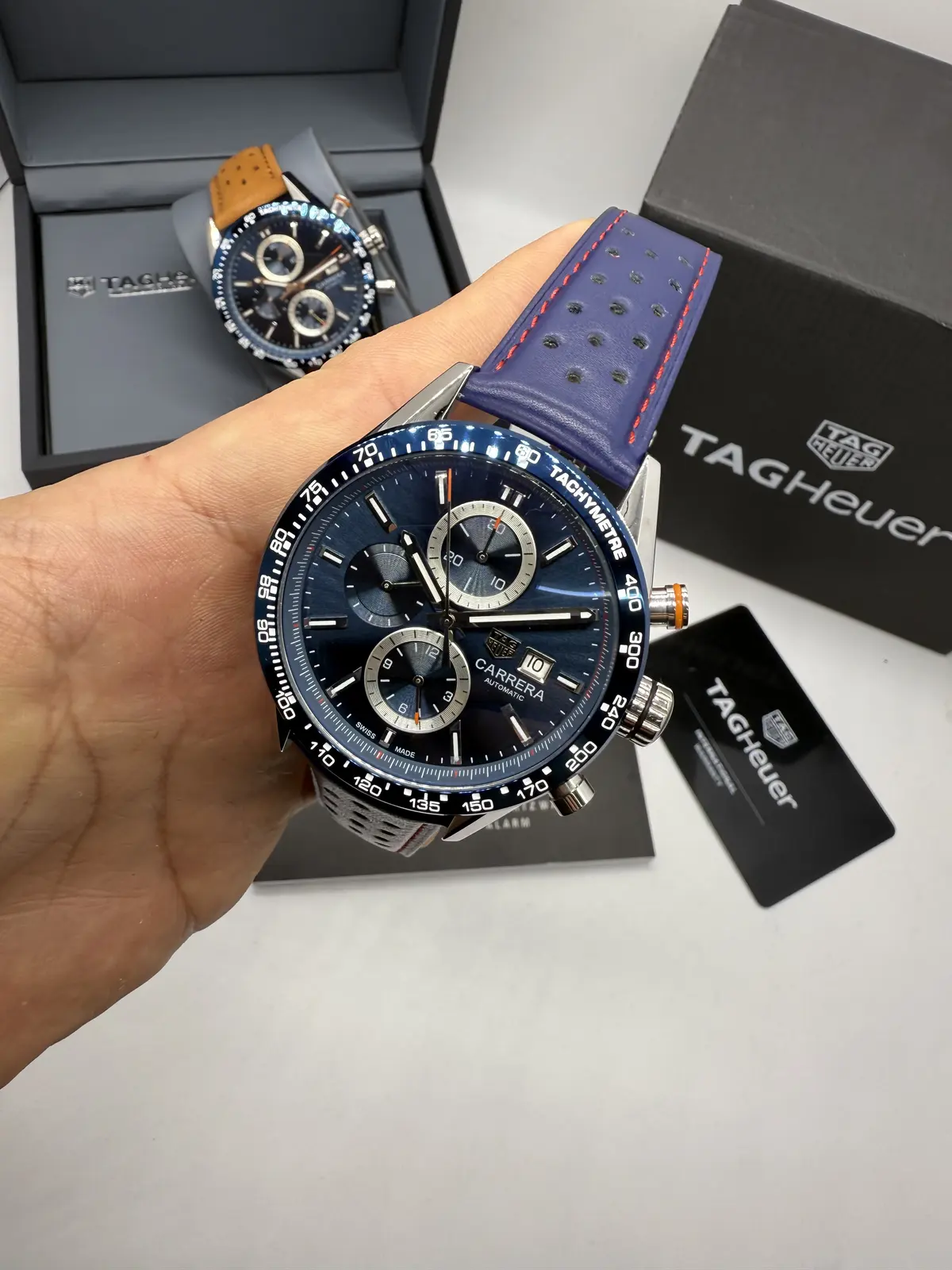 Tag Heuer Carrera Calibre 16 Couro Azul