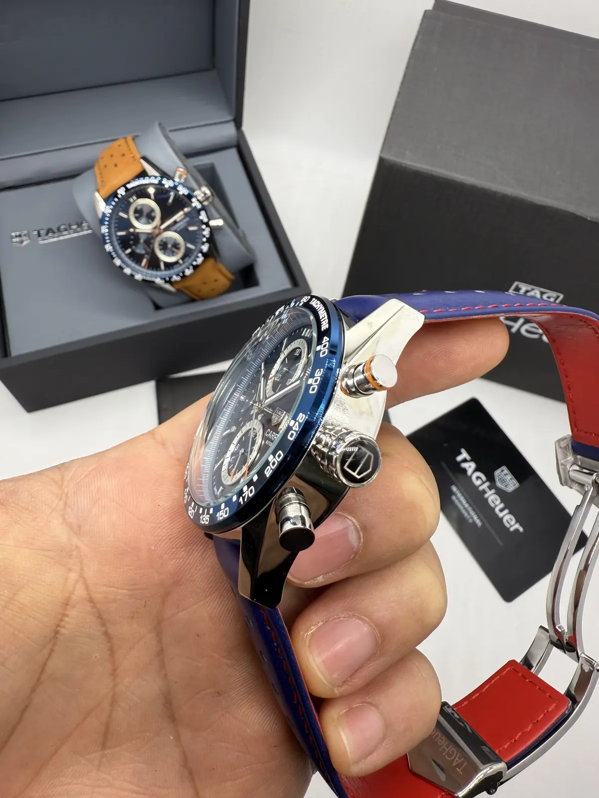 Tag Heuer Carrera Calibre 16 Couro Azul