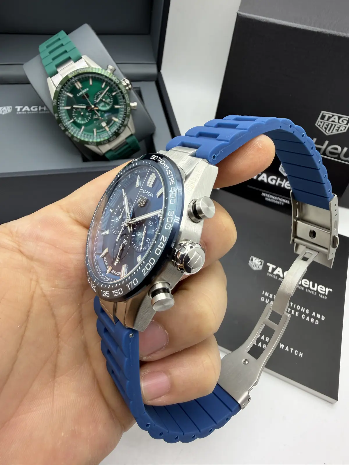 Tag Heuer Carrera Chronograph azul Borracha