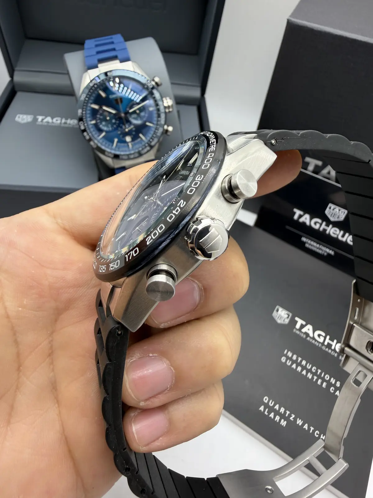 Tag Heuer Carrera Chronograph dial Preto Borracha