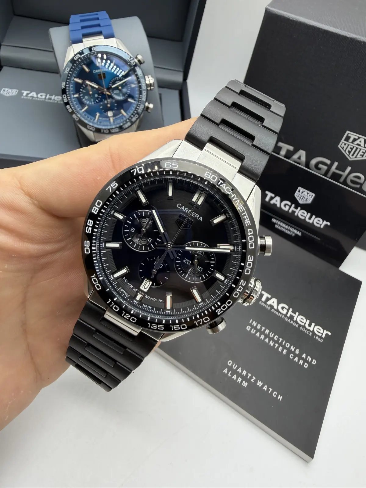 Tag Heuer Carrera Chronograph dial Preto Borracha
