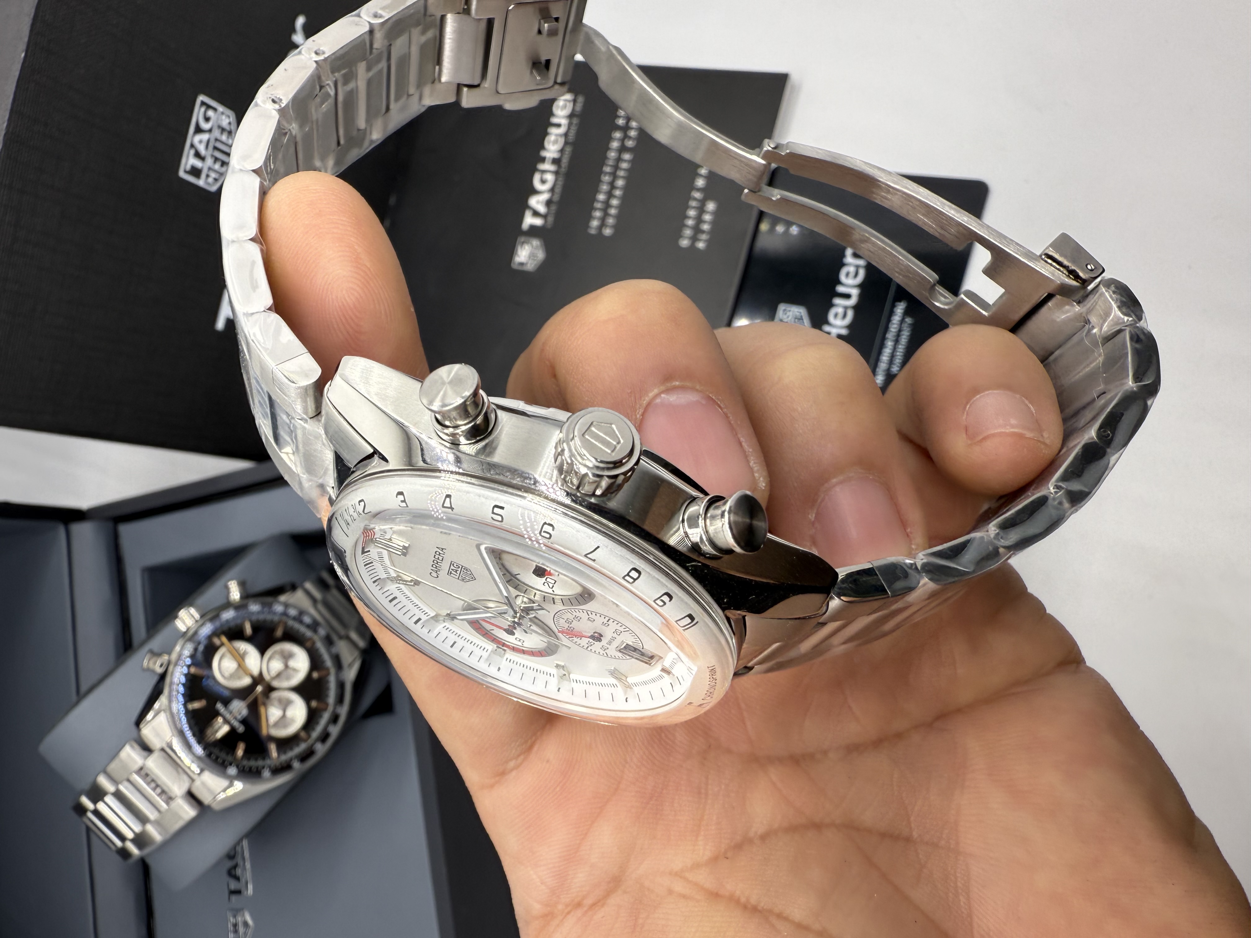 Tag Heuer Carrera Chronograph PORSCHE Dial Branco Aço