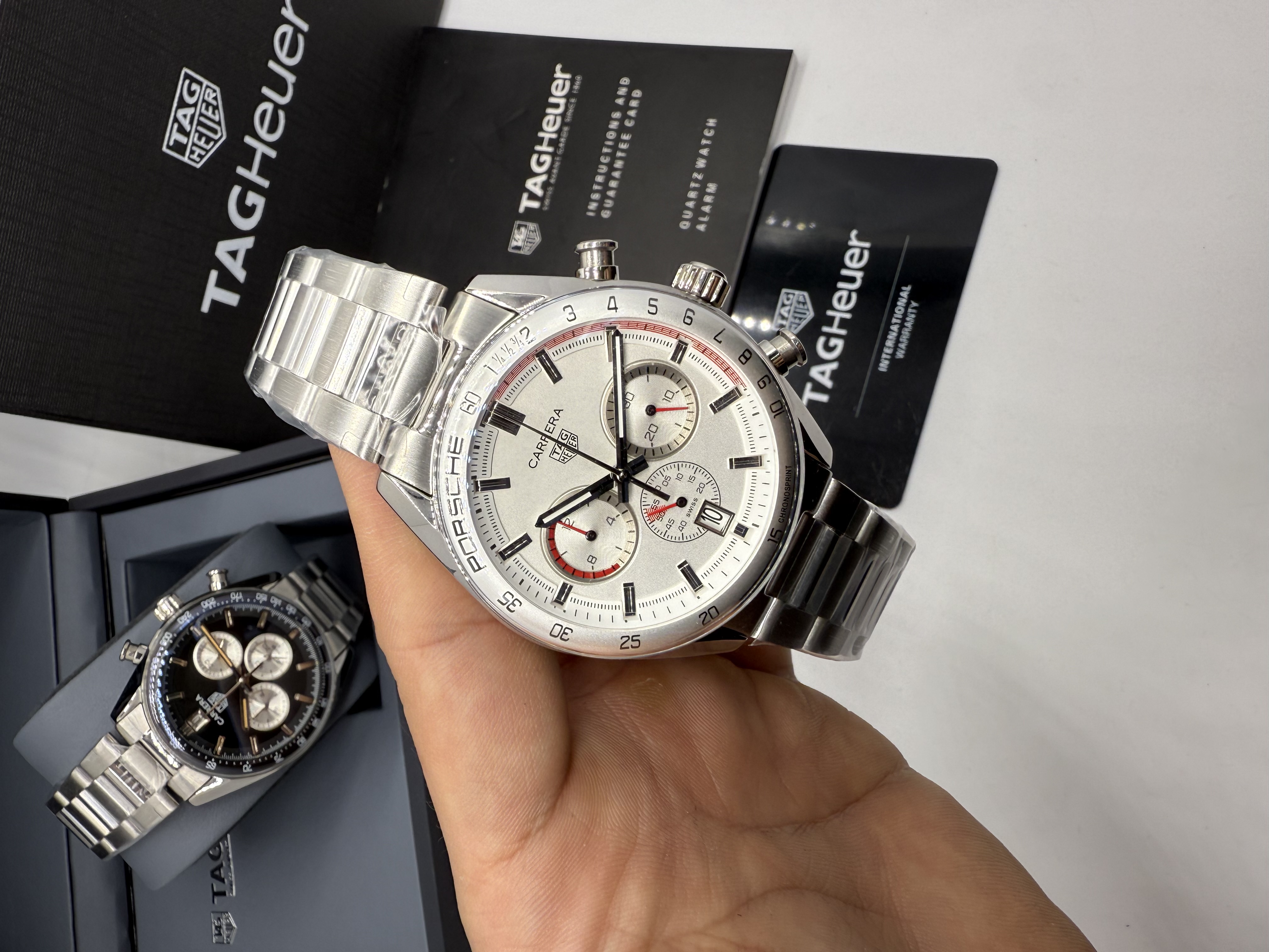 Tag Heuer Carrera Chronograph PORSCHE Dial Branco Aço