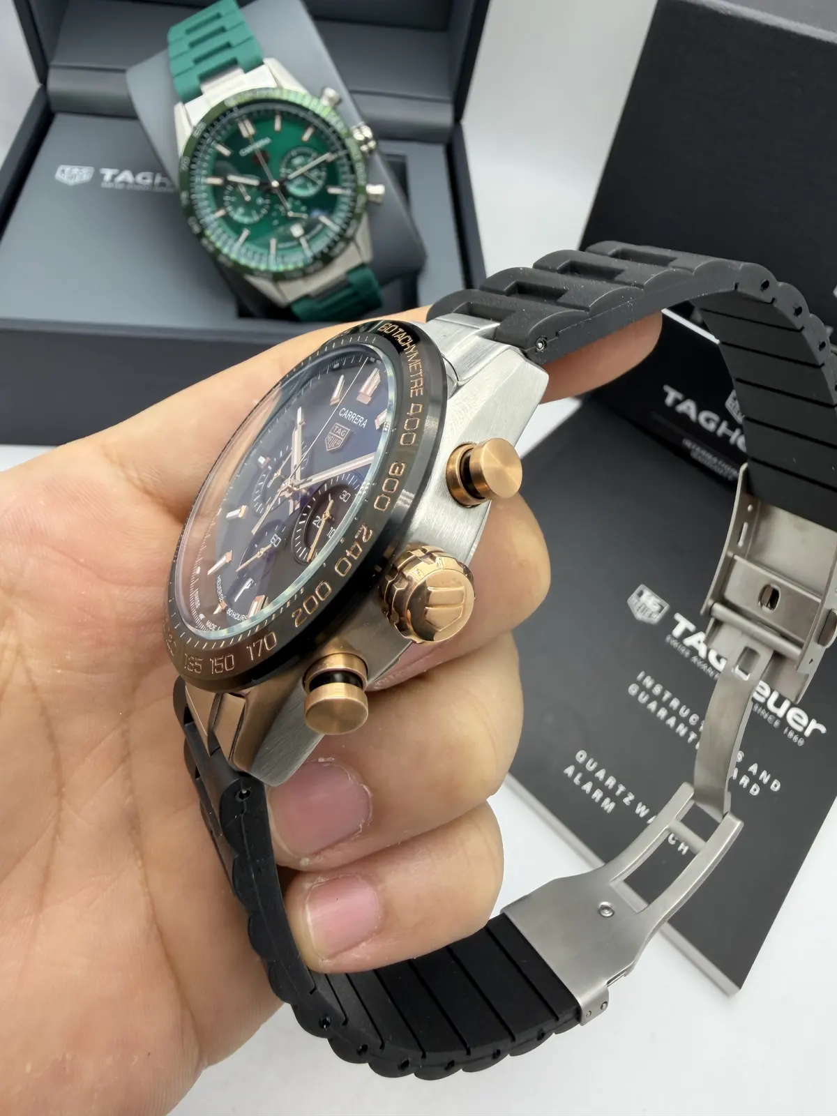 Tag Heuer Carrera Chronograph Rosé e prata Borracha