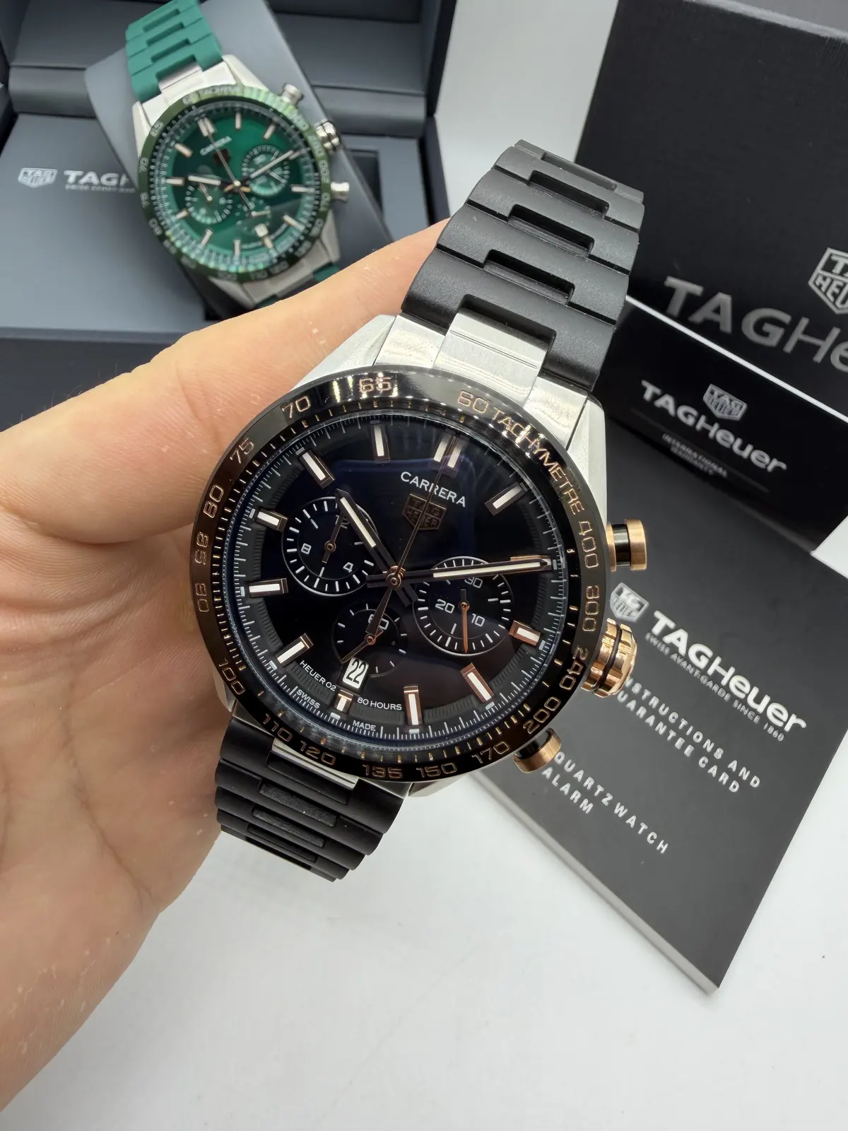 Tag Heuer Carrera Chronograph Rosé e prata Borracha