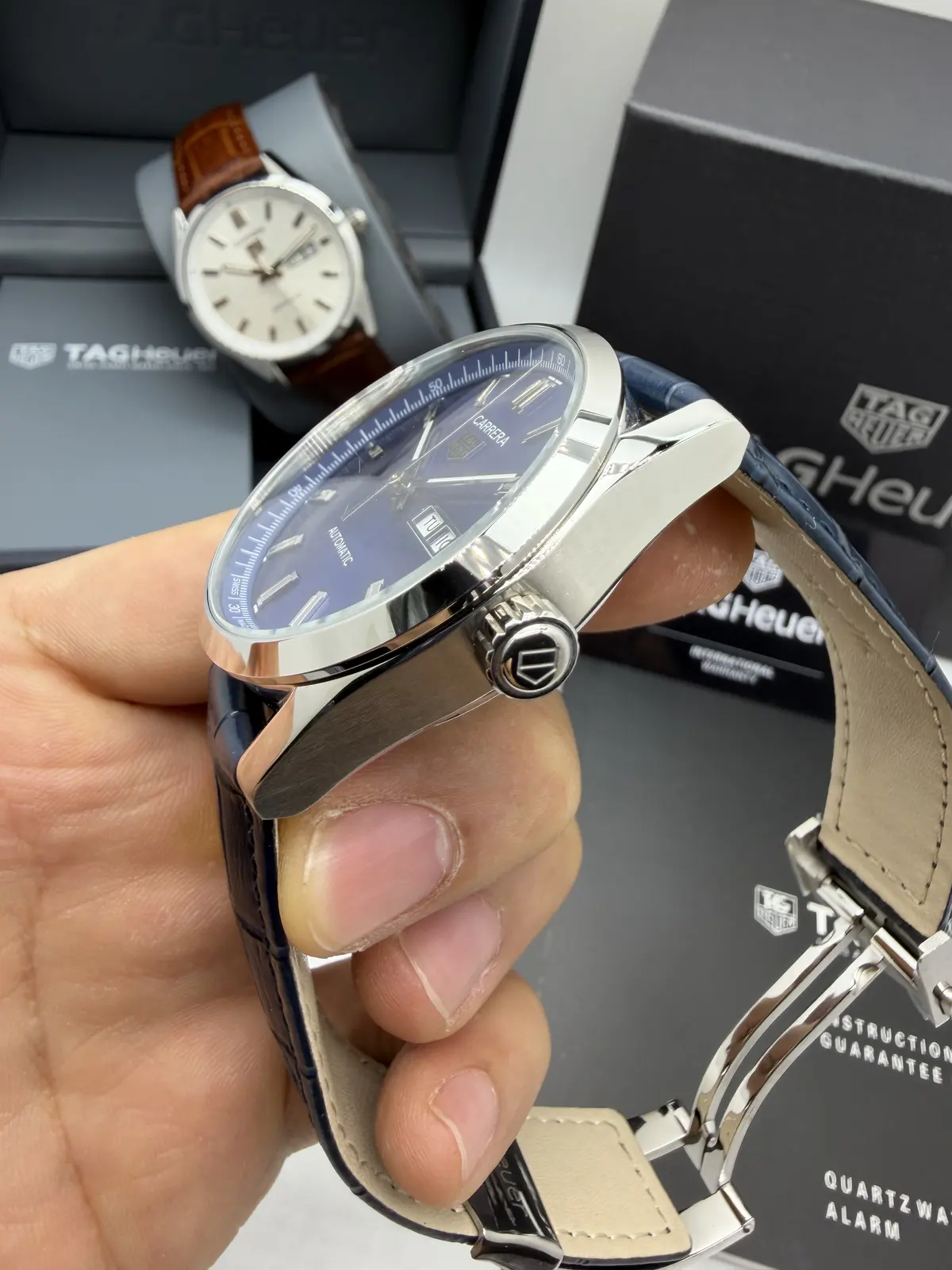 Tag Heuer Carrera DayDate Couro Azul