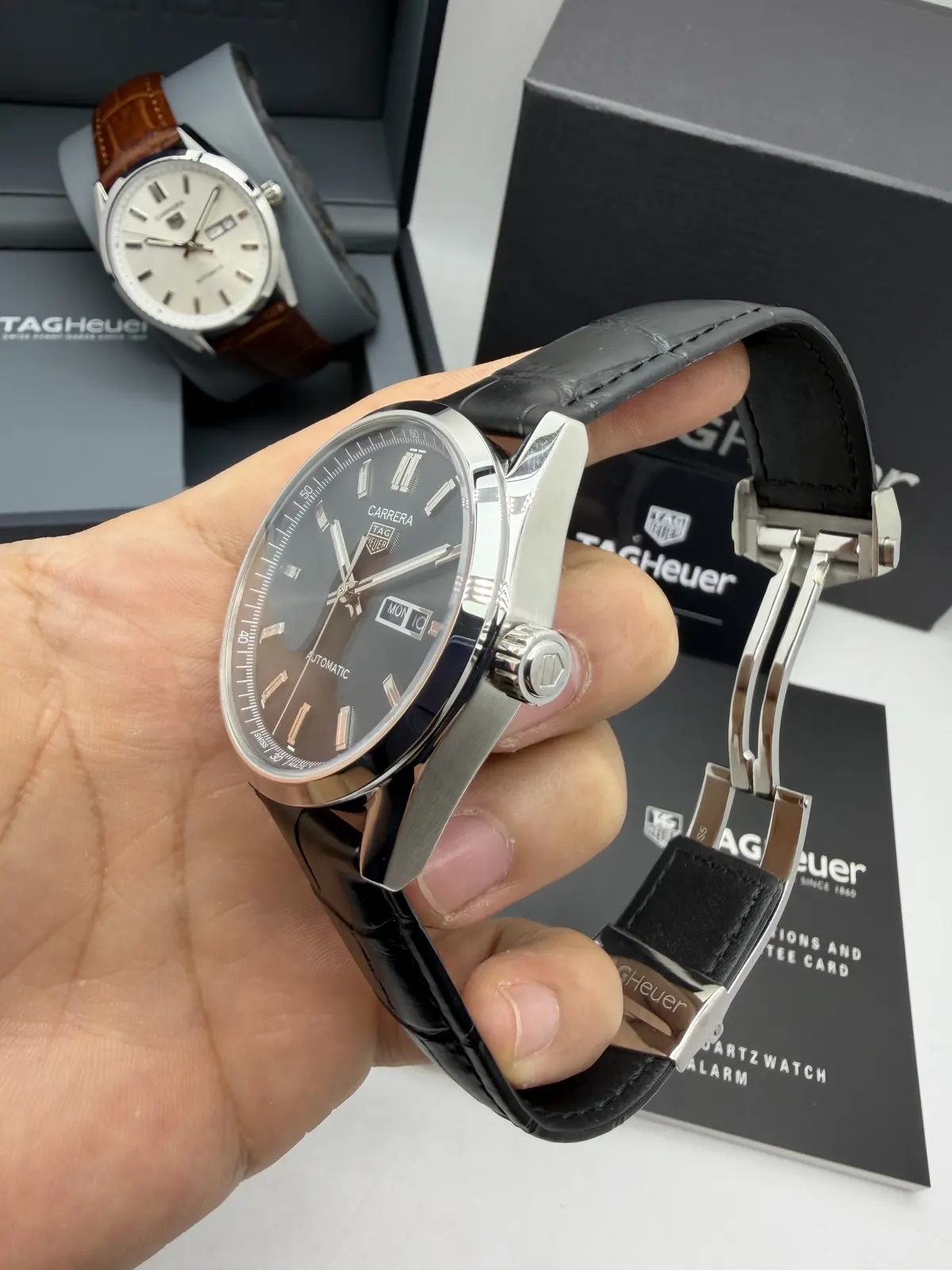 Tag Heuer Carrera DayDate Couro Preto