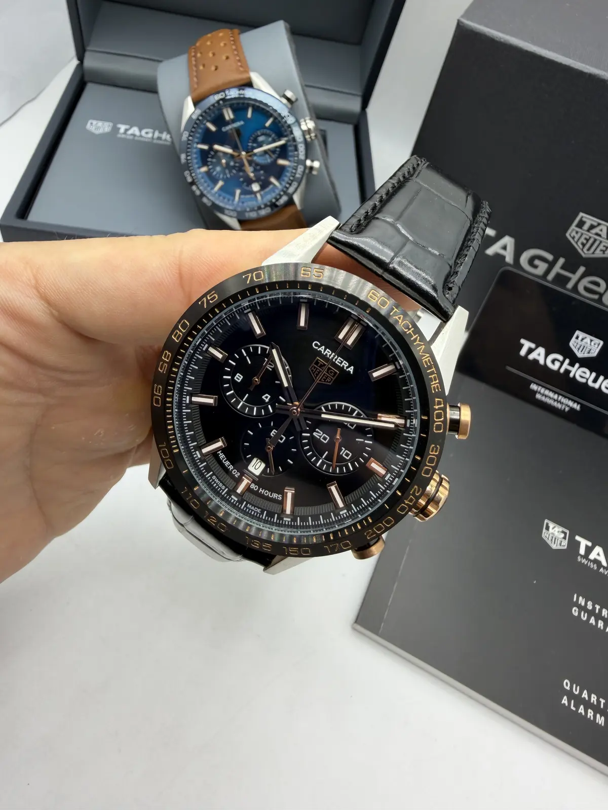 Tag Heuer Carrera Preto e Rosé Couro