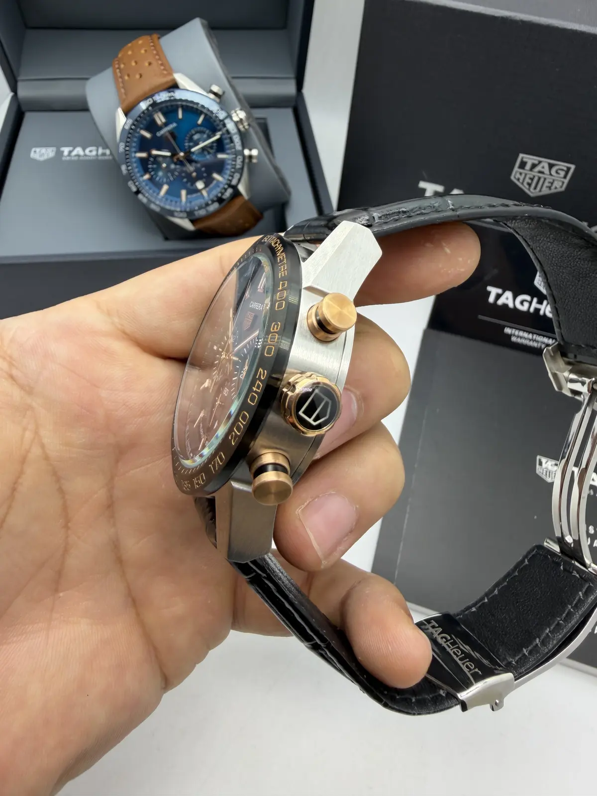 Tag Heuer Carrera Preto e Rosé Couro