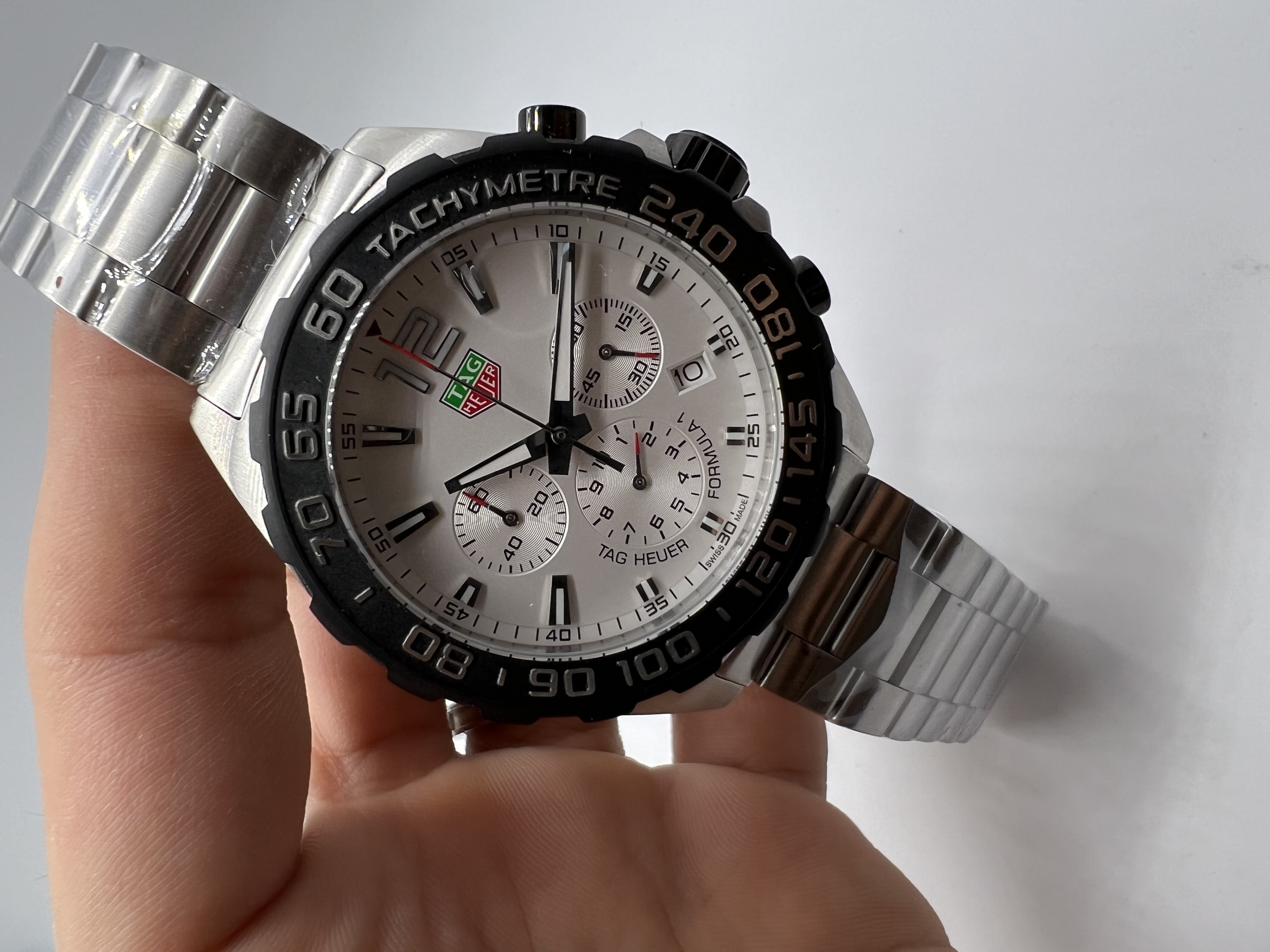 Tag Heuer Fórmula 1 Chronograph Dial Branco aço