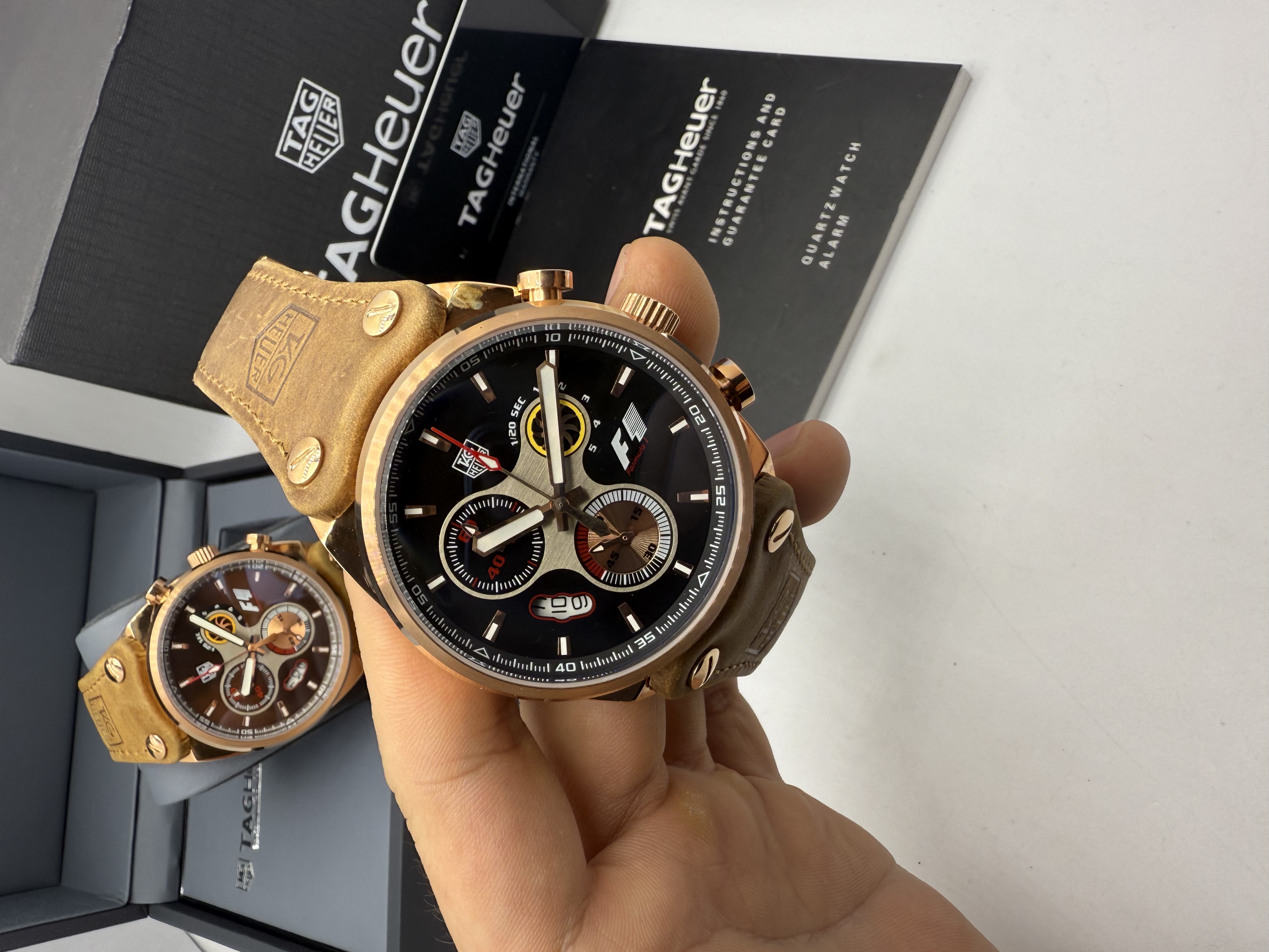 Tag Heuer Formula 1 Rosê Dial Preto Couro Nobuck