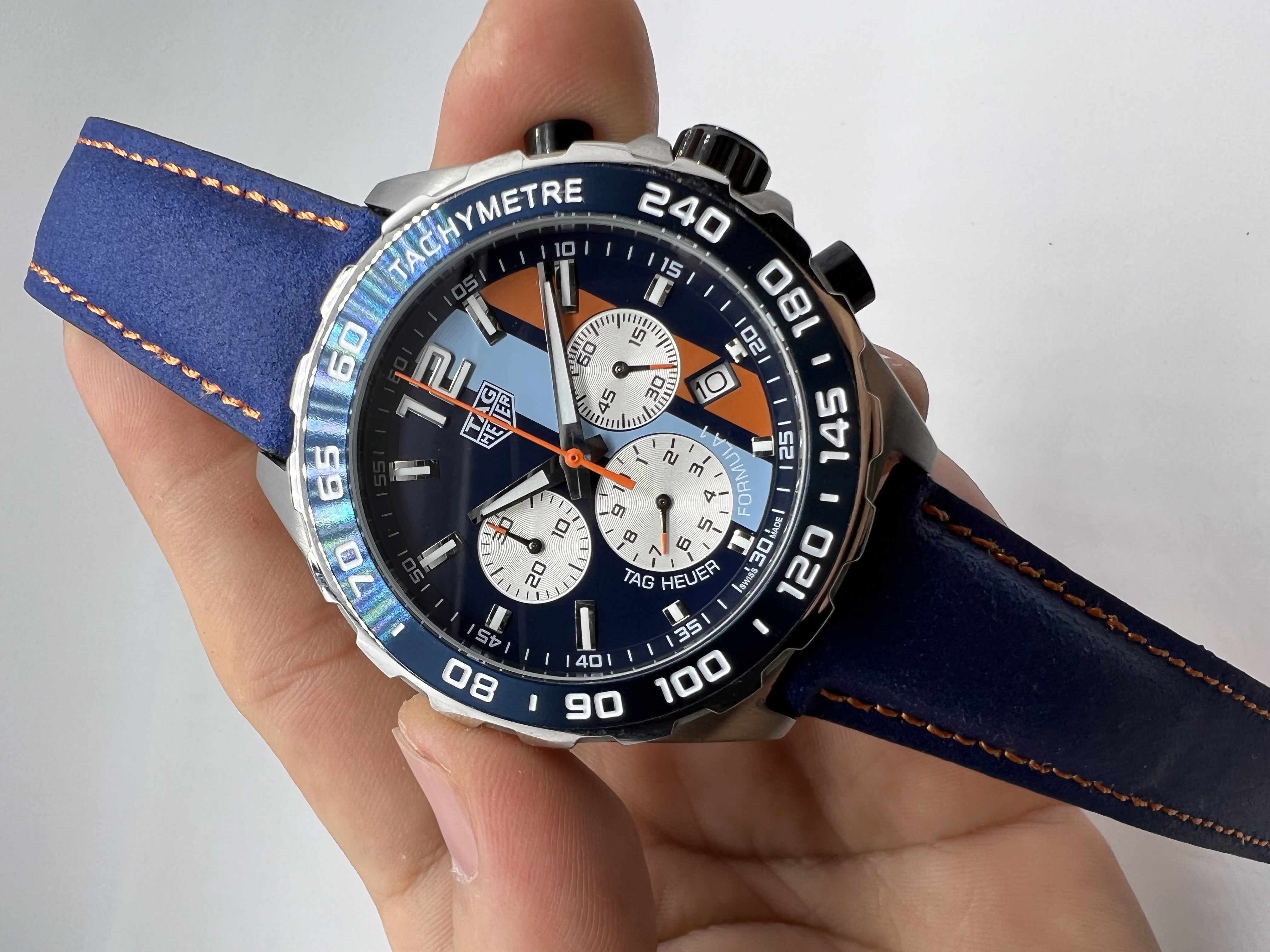 Tag Heuer Fórmula 1 Série GULF Couro Azul