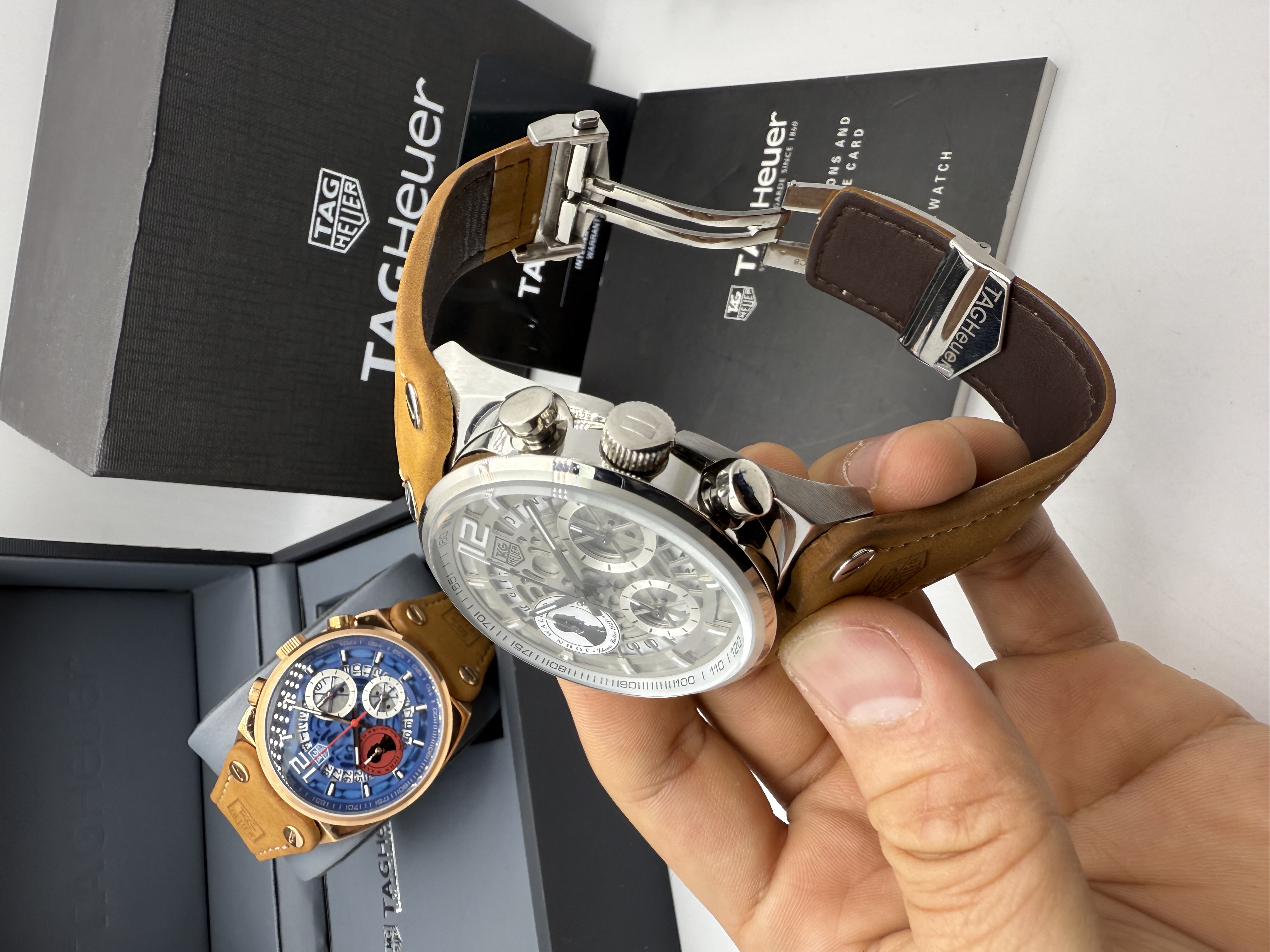 Tag Heuer JHON WALKER  Dial Branco Couro Nobuck
