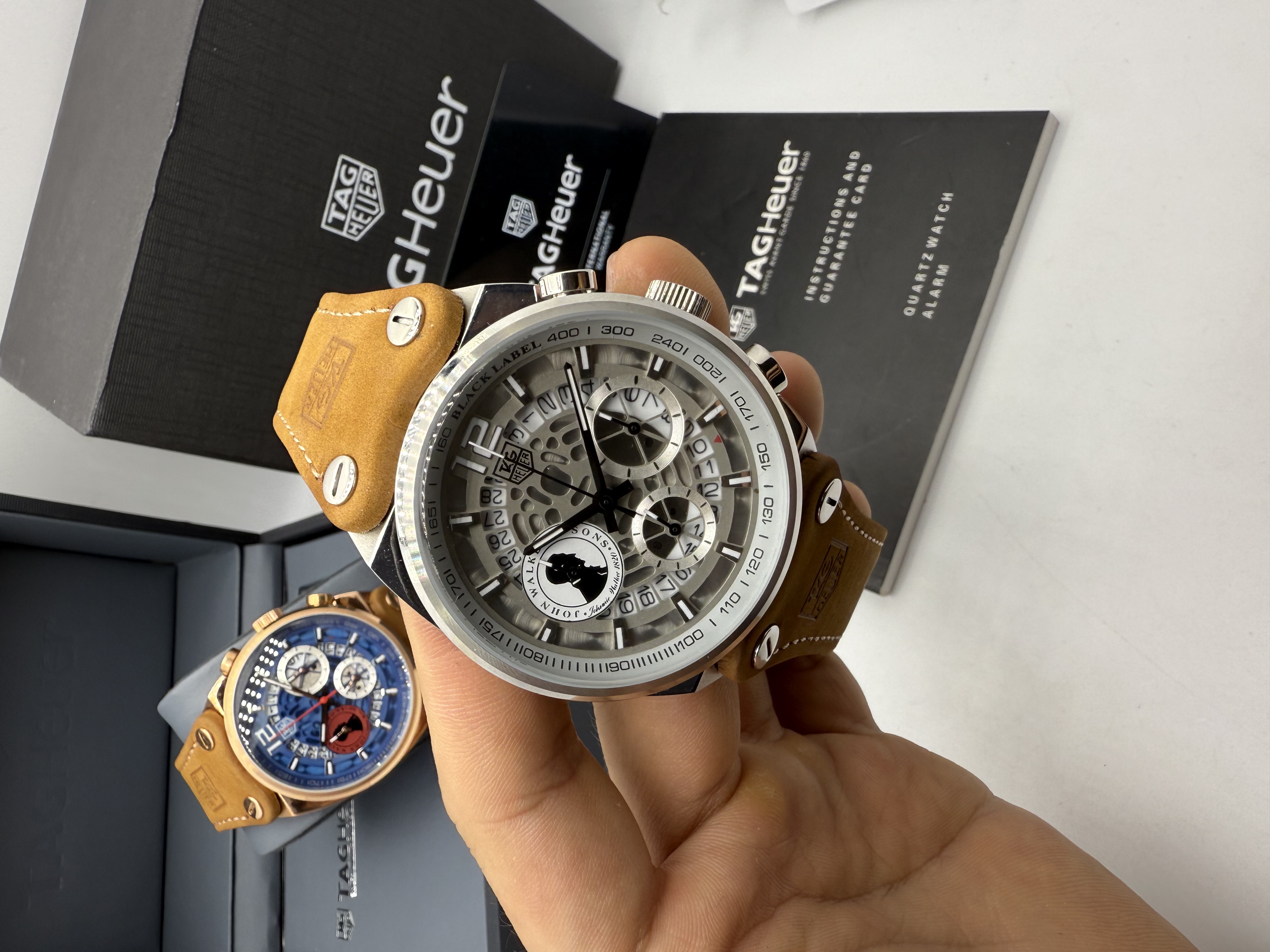 Tag Heuer JHON WALKER  Dial Branco Couro Nobuck