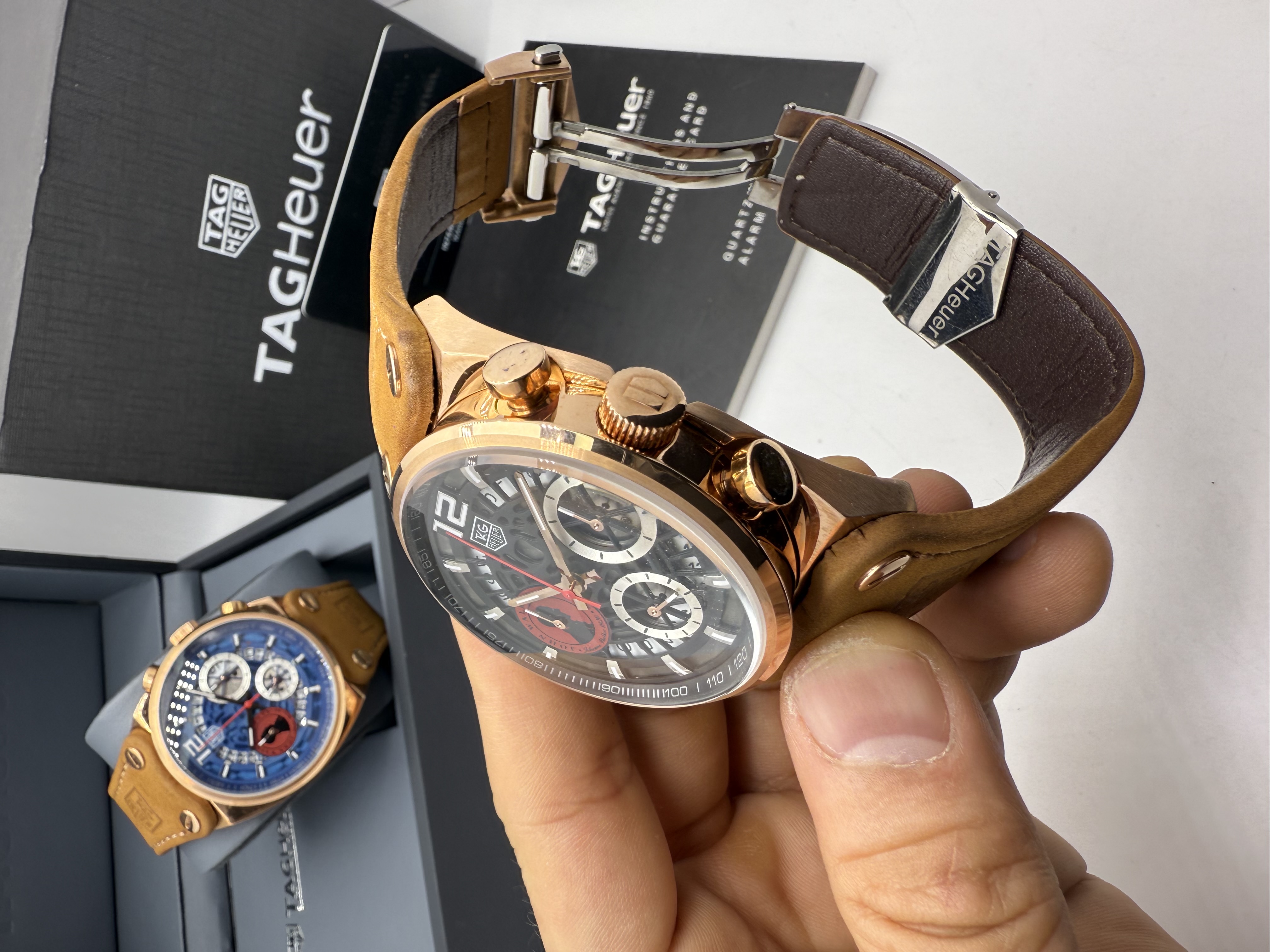 Tag Heuer JHON WALKER Rosê Dial Preto Couro Nobuck