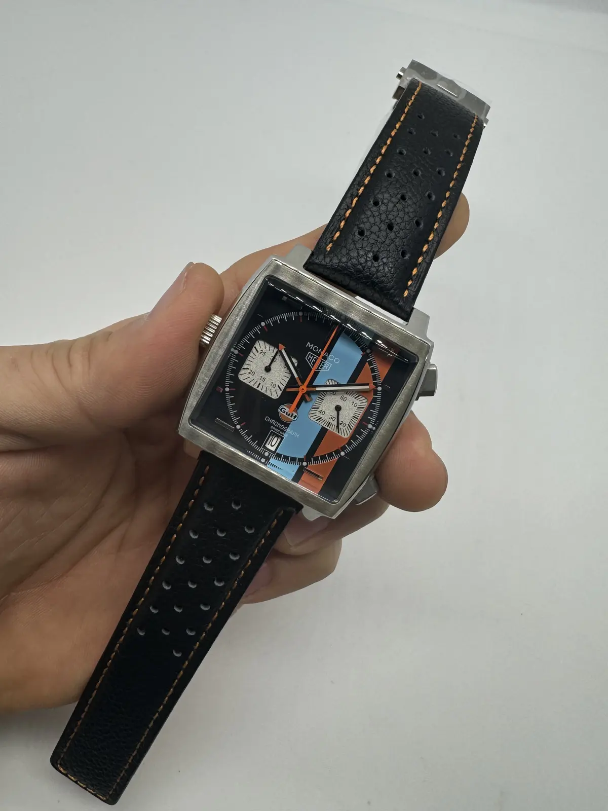 Tag Heuer Mônaco couro Preto