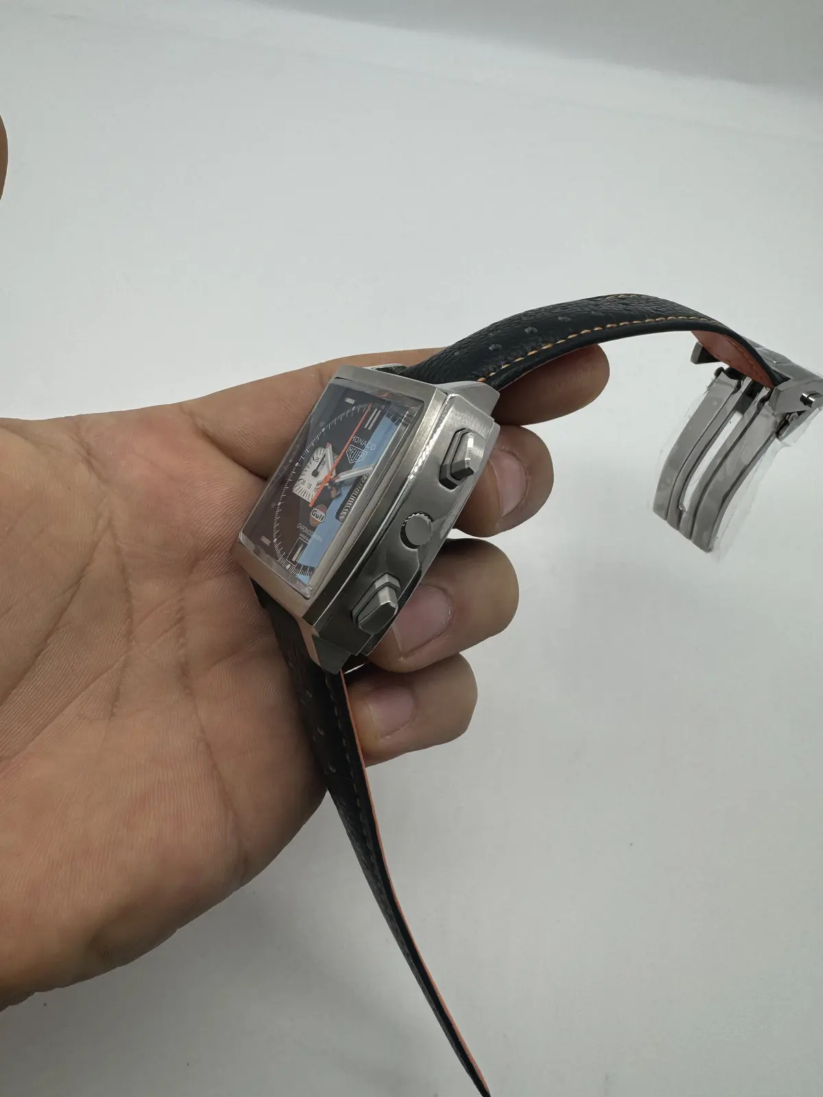 Tag Heuer Mônaco couro Preto