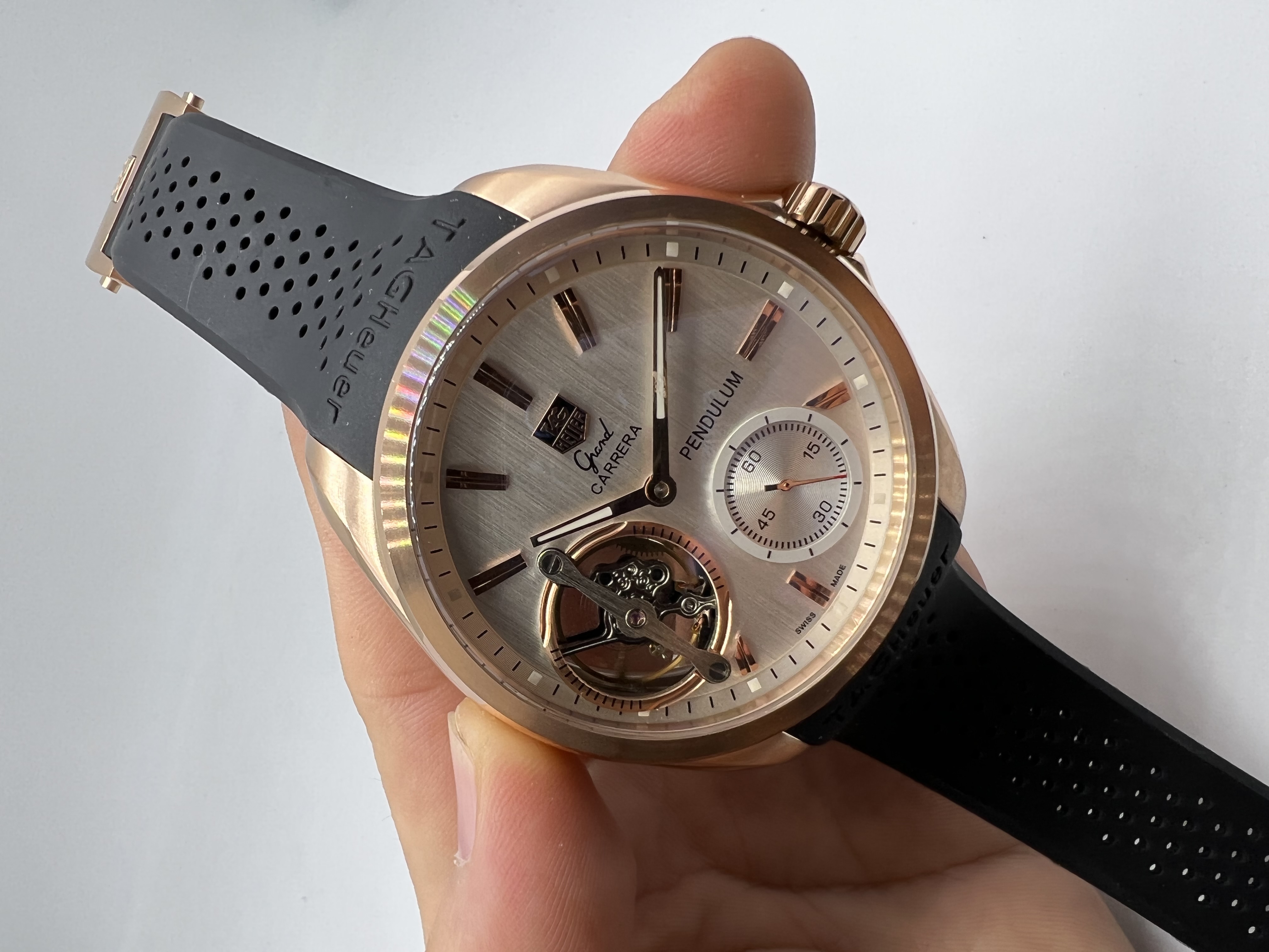 Tag Heuer Grand Carrera PENDULUM Rosê Dial Prata