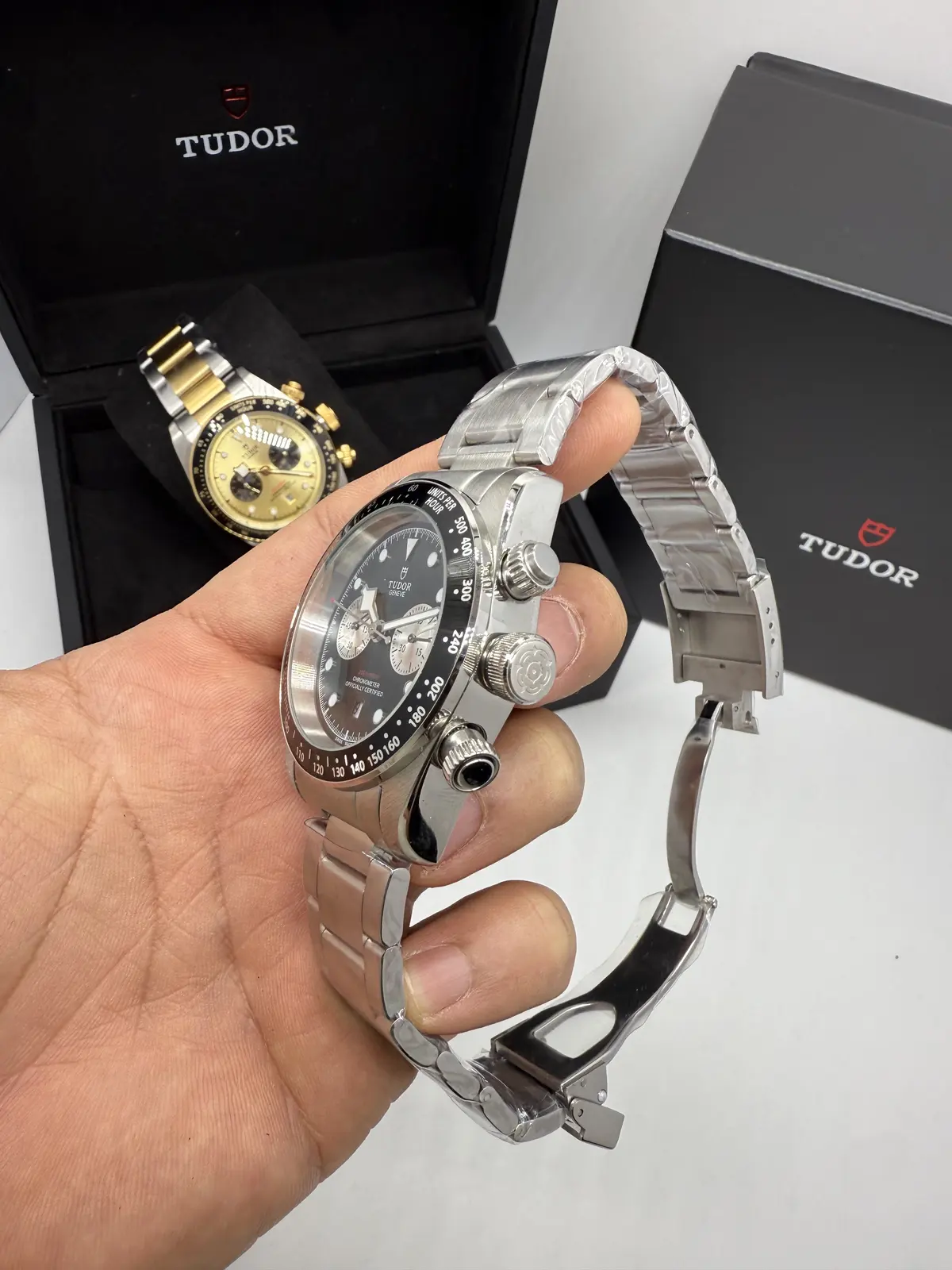 Tudor Chrono  Dial preto Aço